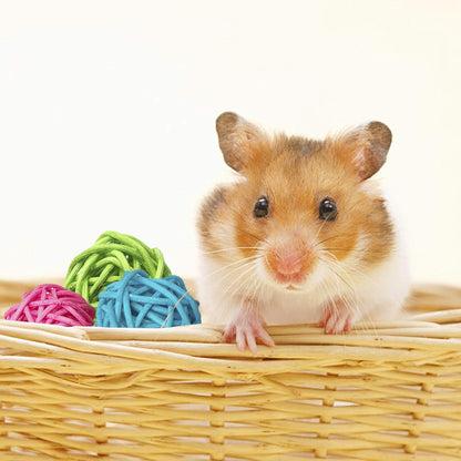 Rattan Balls 32 Pack 1.2 Inch Wicker Ball Birds Quaker Parrot Parakeet Chewing Pet Bite Ball for Budgies Conures Hamsters Ball Orbs Crafts DIY Accessories Vase Fillers (Multi-Colored)